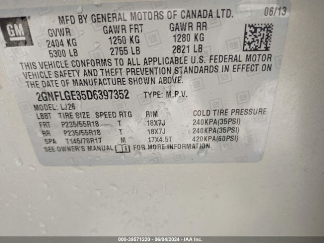 Photo 8 VIN: 2GNFLGE35D6397352 - CHEVROLET EQUINOX 