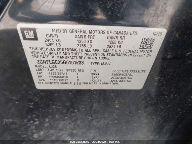 Photo 8 VIN: 2GNFLGE35G6161238 - CHEVROLET EQUINOX 