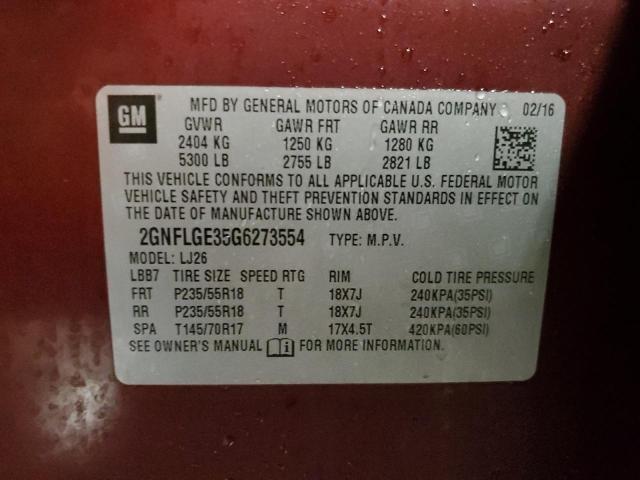 Photo 12 VIN: 2GNFLGE35G6273554 - CHEVROLET EQUINOX LT 