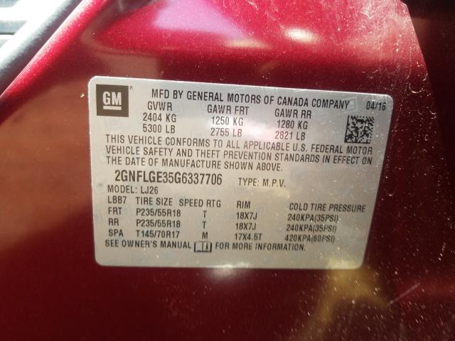 Photo 9 VIN: 2GNFLGE35G6337706 - CHEVROLET EQUINOX LT 