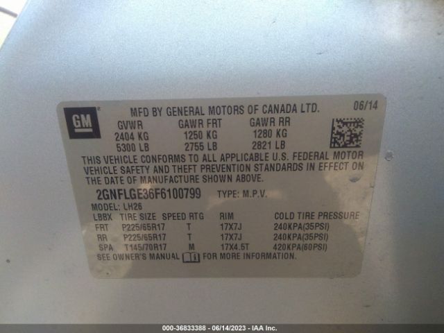 Photo 8 VIN: 2GNFLGE36F6100799 - CHEVROLET EQUINOX 