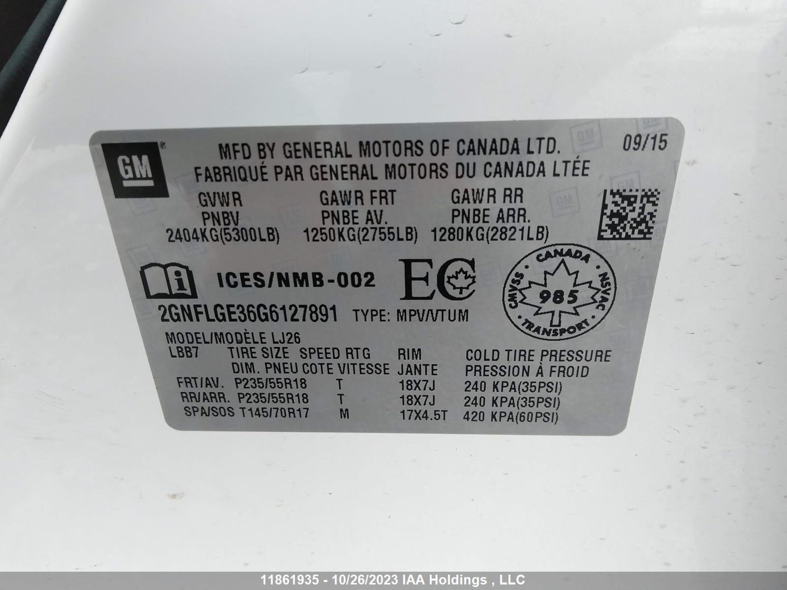 Photo 8 VIN: 2GNFLGE36G6127891 - CHEVROLET EQUINOX 