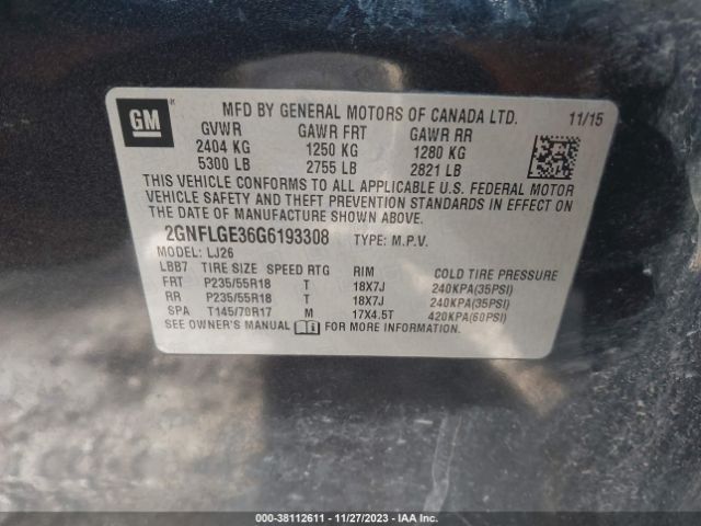 Photo 8 VIN: 2GNFLGE36G6193308 - CHEVROLET EQUINOX 