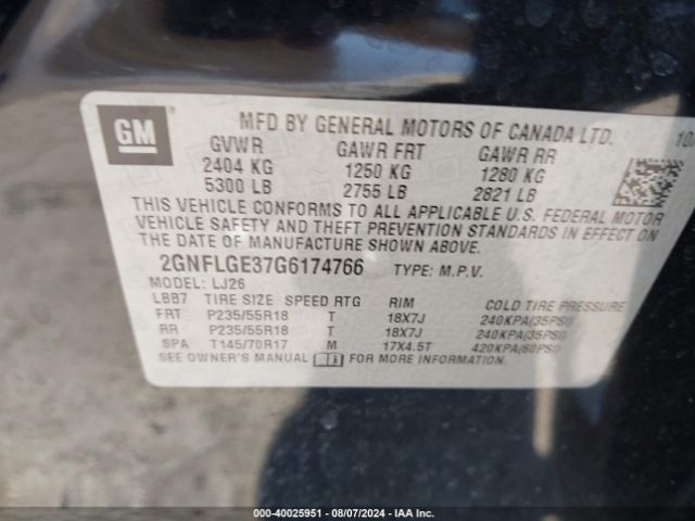 Photo 8 VIN: 2GNFLGE37G6174766 - CHEVROLET EQUINOX 