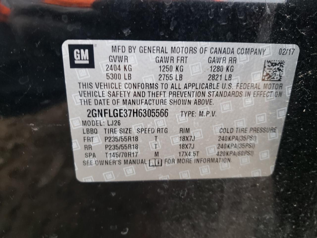 Photo 12 VIN: 2GNFLGE37H6305566 - CHEVROLET EQUINOX 