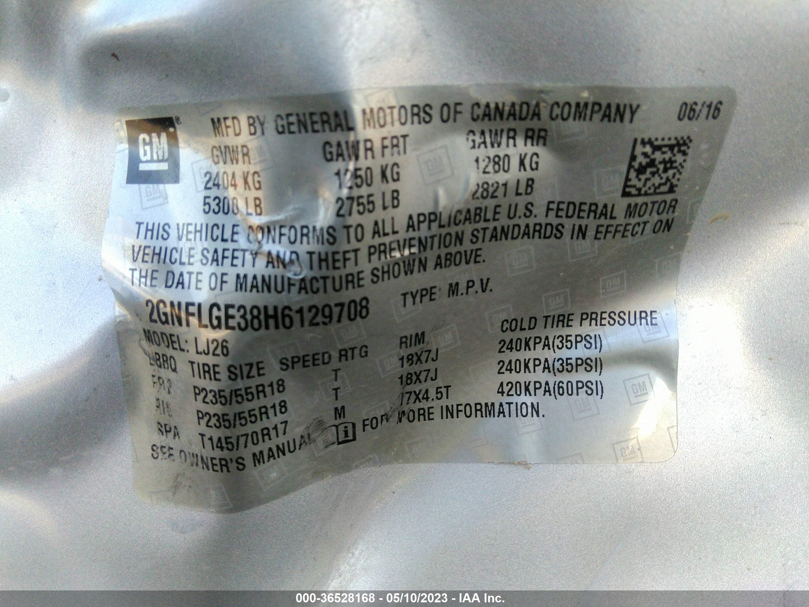 Photo 8 VIN: 2GNFLGE38H6129708 - CHEVROLET EQUINOX 