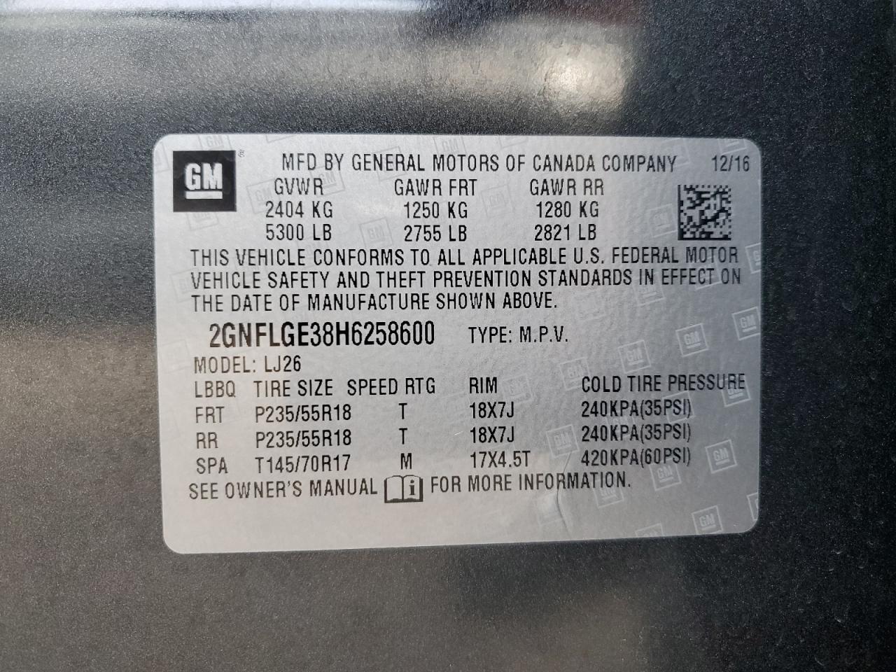 Photo 13 VIN: 2GNFLGE38H6258600 - CHEVROLET EQUINOX 