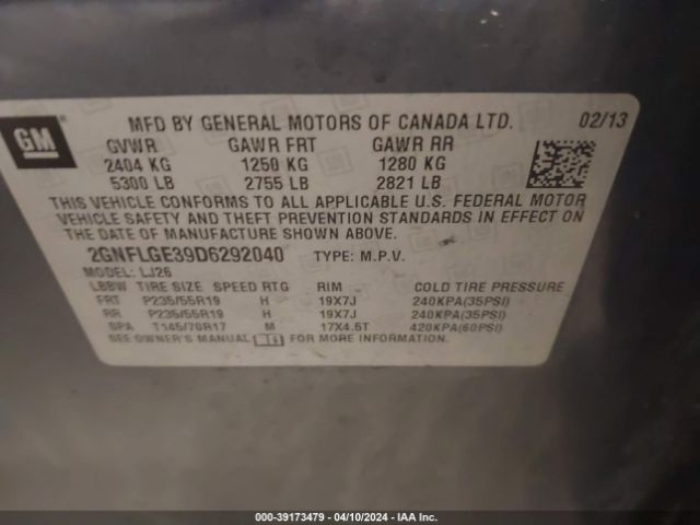 Photo 8 VIN: 2GNFLGE39D6292040 - CHEVROLET EQUINOX 