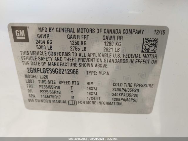 Photo 8 VIN: 2GNFLGE39G6212966 - CHEVROLET EQUINOX 