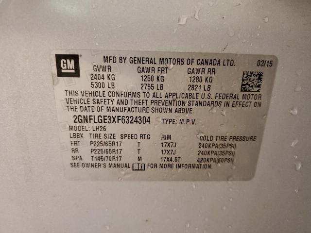 Photo 12 VIN: 2GNFLGE3XF6324304 - CHEVROLET EQUINOX LT 