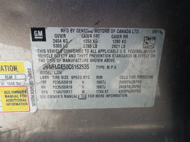 Photo 9 VIN: 2GNFLGE50C6162535 - CHEVROLET EQUINOX LT 