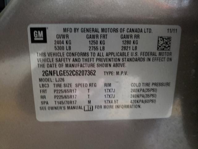 Photo 9 VIN: 2GNFLGE52C6207362 - CHEVROLET EQUINOX LT 