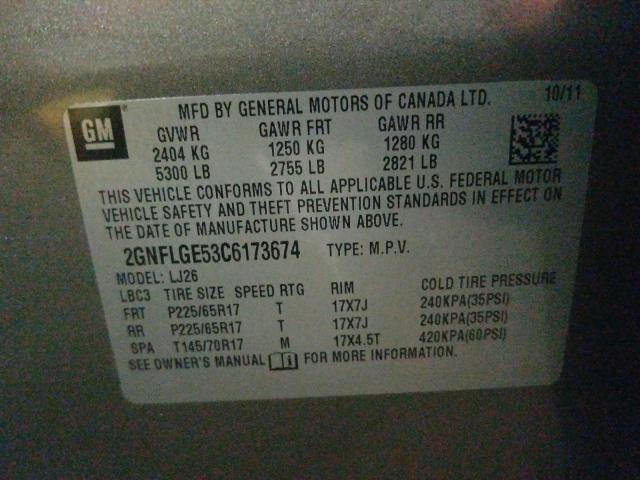 Photo 9 VIN: 2GNFLGE53C6173674 - CHEVROLET EQUINOX LT 