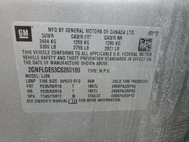 Photo 12 VIN: 2GNFLGE53C6280109 - CHEVROLET EQUINOX LT 