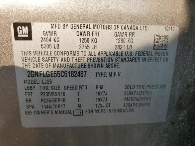 Photo 9 VIN: 2GNFLGE55C6182487 - CHEVROLET EQUINOX LT 