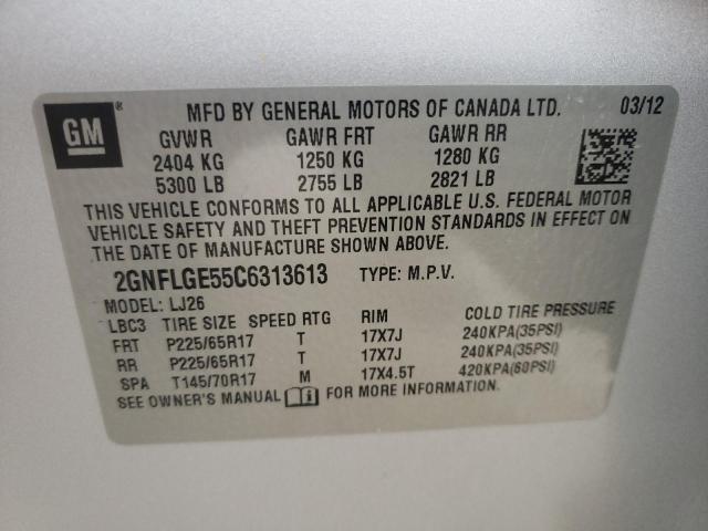 Photo 12 VIN: 2GNFLGE55C6313613 - CHEVROLET EQUINOX LT 