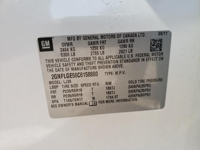 Photo 9 VIN: 2GNFLGE56C6158800 - CHEVROLET EQUINOX LT 