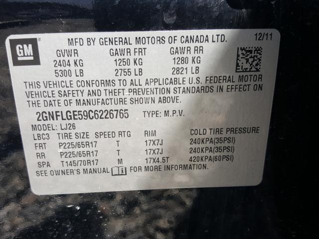 Photo 9 VIN: 2GNFLGE59C6226765 - CHEVROLET EQUINOX LT 