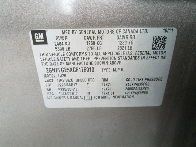 Photo 9 VIN: 2GNFLGE5XC6176913 - CHEVROLET EQUINOX LT 