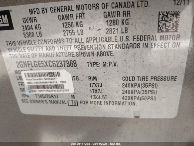 Photo 8 VIN: 2GNFLGE5XC6237368 - CHEVROLET EQUINOX 