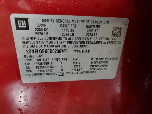 Photo 12 VIN: 2GNFLGEK0D6236785 - CHEVROLET EQUINOX LT 