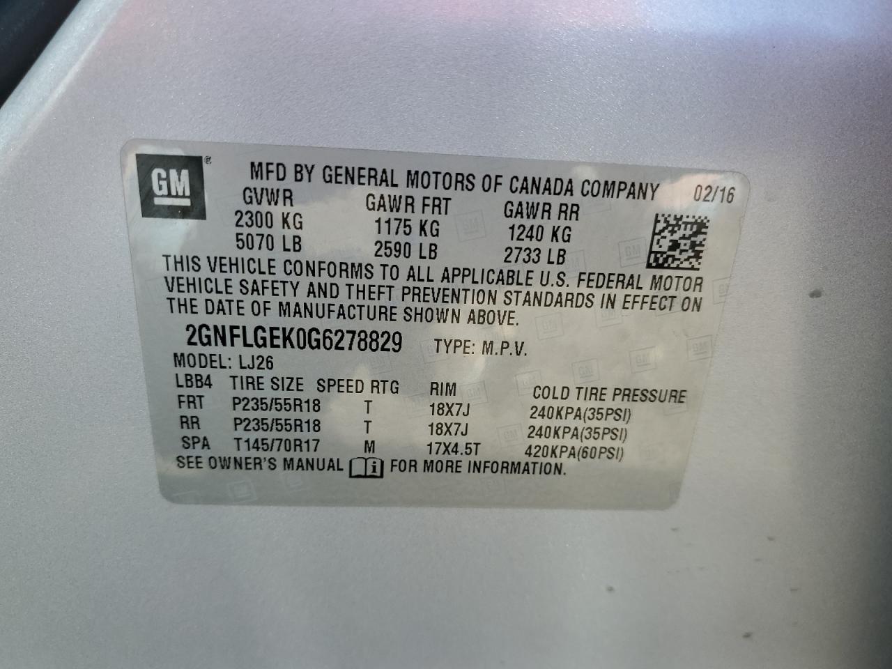 Photo 12 VIN: 2GNFLGEK0G6278829 - CHEVROLET EQUINOX 