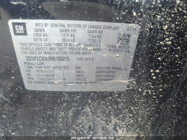 Photo 8 VIN: 2GNFLGEK0H6189215 - CHEVROLET EQUINOX 