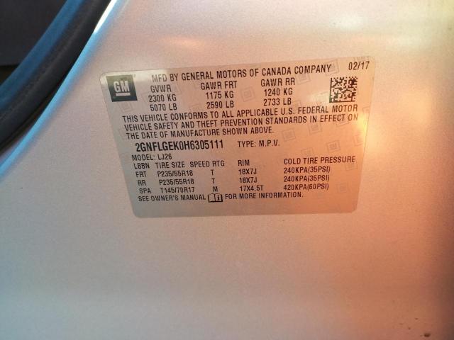 Photo 9 VIN: 2GNFLGEK0H6305111 - CHEVROLET EQUINOX PR 