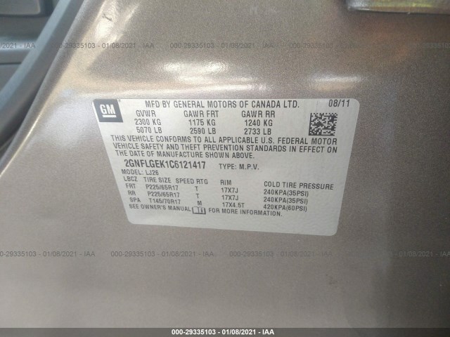 Photo 8 VIN: 2GNFLGEK1C6121417 - CHEVROLET EQUINOX 