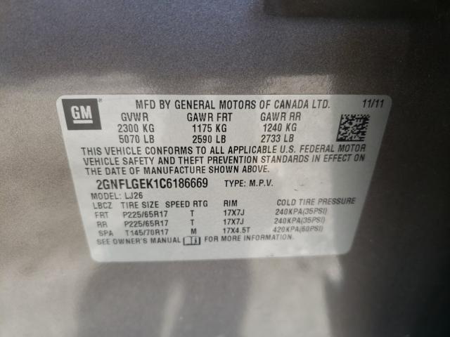 Photo 9 VIN: 2GNFLGEK1C6186669 - CHEVROLET EQUINOX LT 