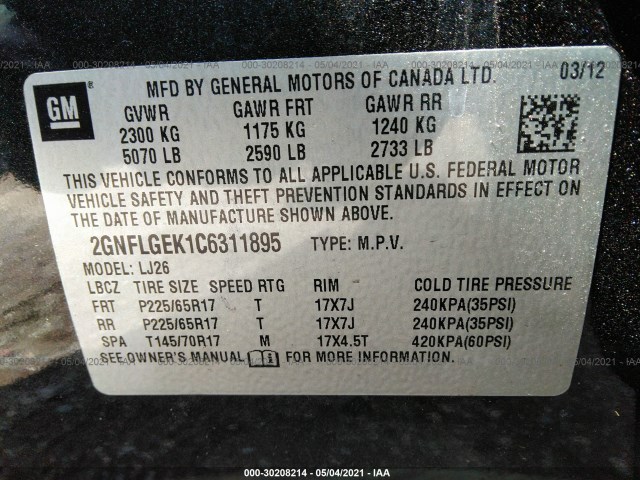 Photo 8 VIN: 2GNFLGEK1C6311895 - CHEVROLET EQUINOX 