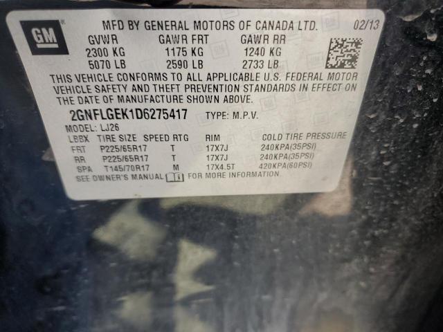 Photo 12 VIN: 2GNFLGEK1D6275417 - CHEVROLET EQUINOX LT 