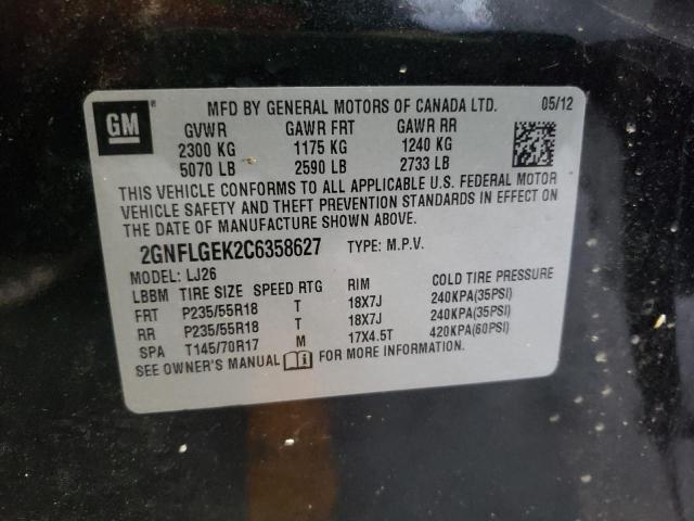 Photo 9 VIN: 2GNFLGEK2C6358627 - CHEVROLET EQUINOX LT 