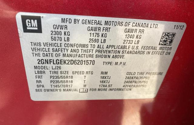 Photo 9 VIN: 2GNFLGEK2D6201570 - CHEVROLET EQUINOX 