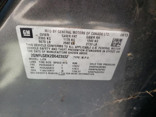 Photo 11 VIN: 2GNFLGEK2D6423932 - CHEVROLET EQUINOX LT 