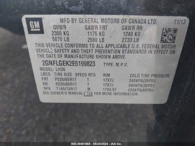 Photo 8 VIN: 2GNFLGEK2E6199823 - CHEVROLET EQUINOX 