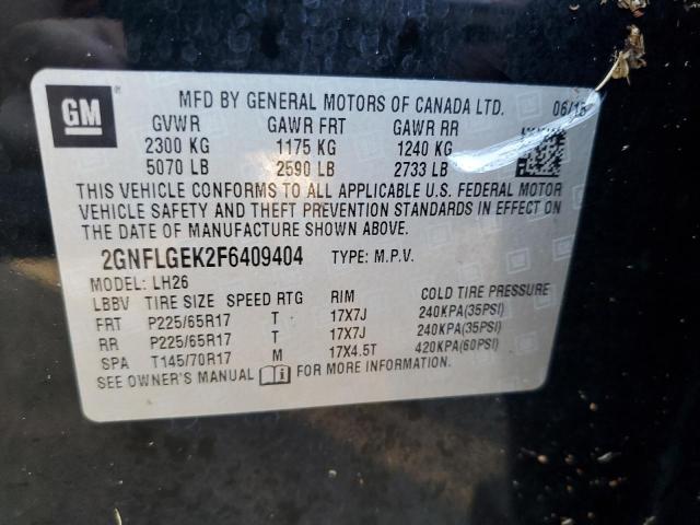 Photo 9 VIN: 2GNFLGEK2F6409404 - CHEVROLET EQUINOX LT 