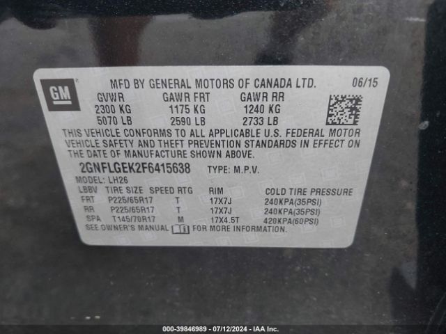 Photo 8 VIN: 2GNFLGEK2F6415638 - CHEVROLET EQUINOX 