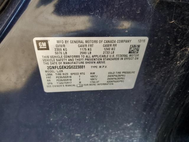 Photo 9 VIN: 2GNFLGEK2G6223881 - CHEVROLET EQUINOX LT 