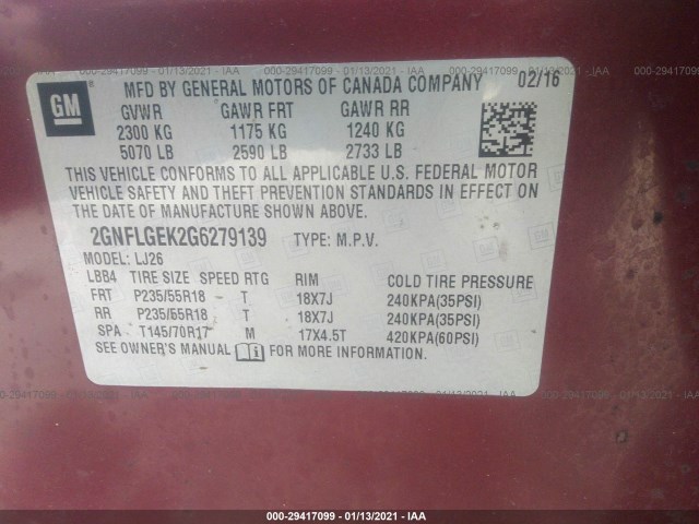 Photo 8 VIN: 2GNFLGEK2G6279139 - CHEVROLET EQUINOX 