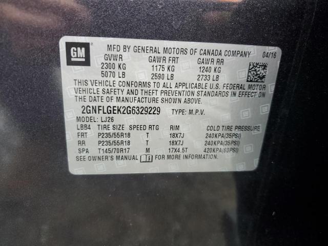 Photo 12 VIN: 2GNFLGEK2G6329229 - CHEVROLET EQUINOX LT 