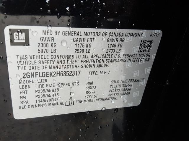 Photo 9 VIN: 2GNFLGEK2H6352317 - CHEVROLET EQUINOX PR 