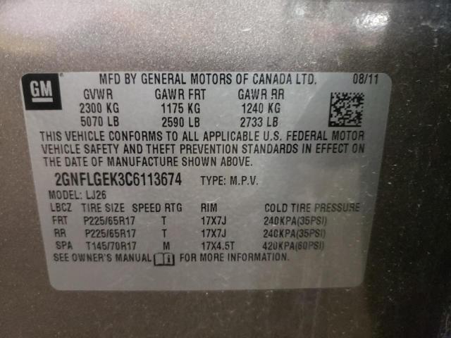 Photo 9 VIN: 2GNFLGEK3C6113674 - CHEVROLET EQUINOX LT 