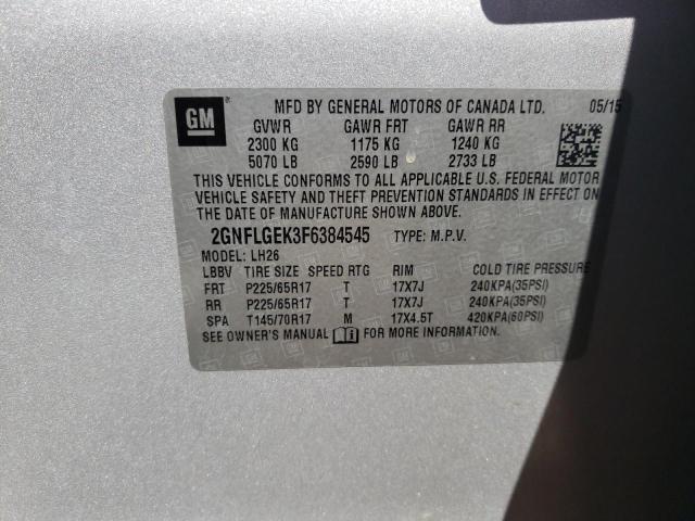 Photo 9 VIN: 2GNFLGEK3F6384545 - CHEVROLET EQUINOX LT 