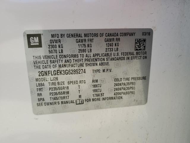 Photo 12 VIN: 2GNFLGEK3G6289274 - CHEVROLET EQUINOX LT 