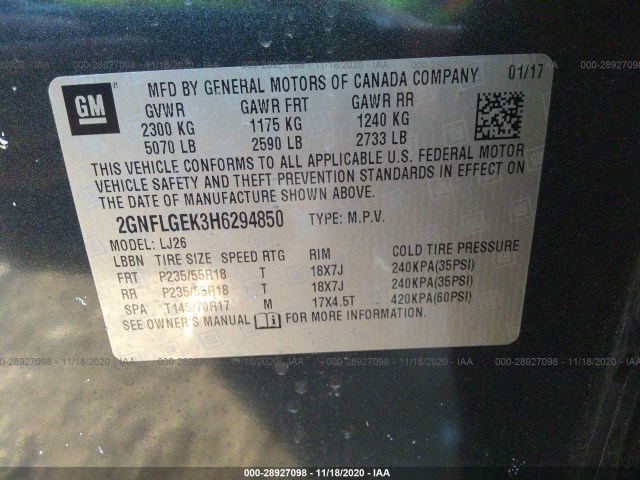 Photo 8 VIN: 2GNFLGEK3H6294850 - CHEVROLET EQUINOX 