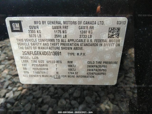 Photo 8 VIN: 2GNFLGEK4D6313691 - CHEVROLET EQUINOX 