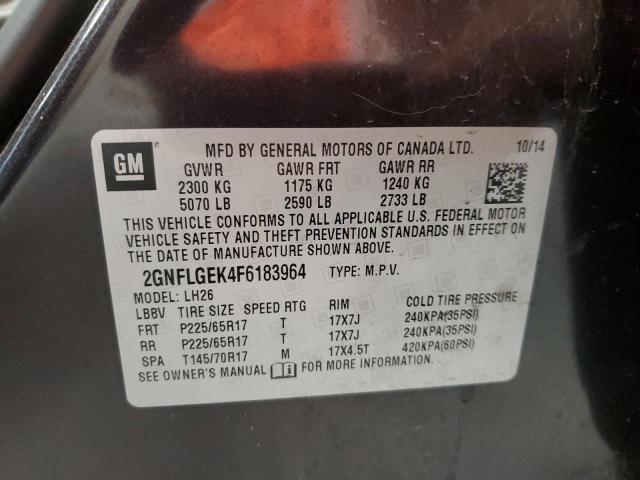 Photo 9 VIN: 2GNFLGEK4F6183964 - CHEVROLET EQUINOX LT 