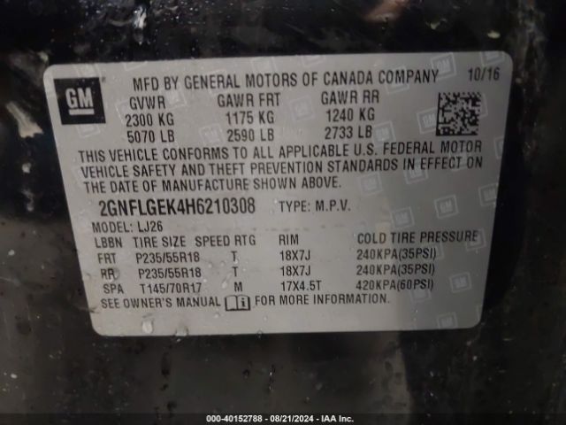 Photo 8 VIN: 2GNFLGEK4H6210308 - CHEVROLET EQUINOX 