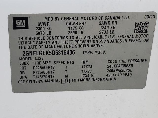 Photo 12 VIN: 2GNFLGEK5D6316406 - CHEVROLET EQUINOX 